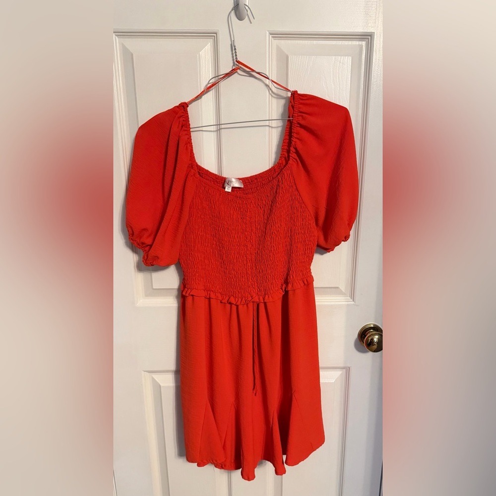 Perfectly Priscilla Puff sleeved, boutique, smocked romper in 2X.